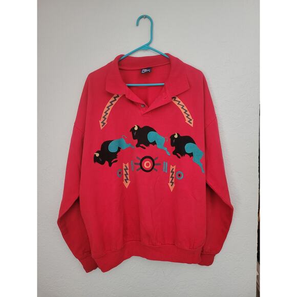 Vintage Wek The World Sweatshirt Buffalo Graphic‎ Southwestern 90s Adult Size 2 - Picture 3 of 11
